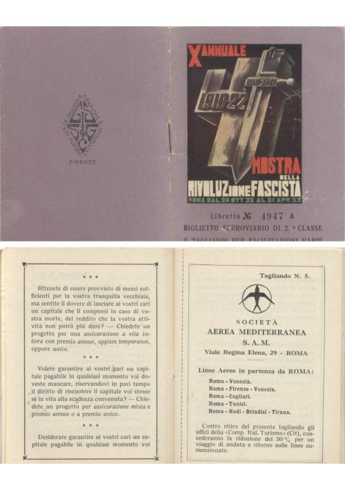 LIBRETTO FERROVIARIO MOSTRA DELLA RIVOLUZIONE FASCISTA X ANNUALE 1932